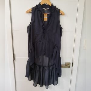 RACHEL Rachel Roy True Navy Ruffle High-Low Cover-Up Size S